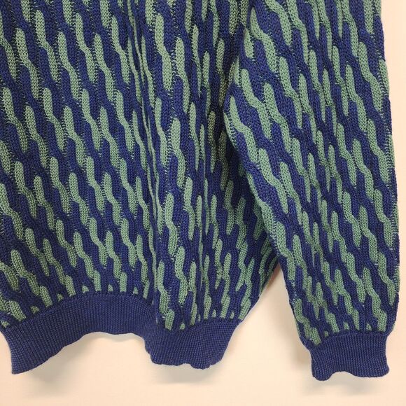 Vintage Embassy Row Geo Knit Sweater Size XL Merino Wool Blue Green Retro 80s - Picture 7 of 14